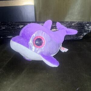 TY Beanie Boo Flips Purple Dolphin Plush EUC NWOT Collectible Toy
